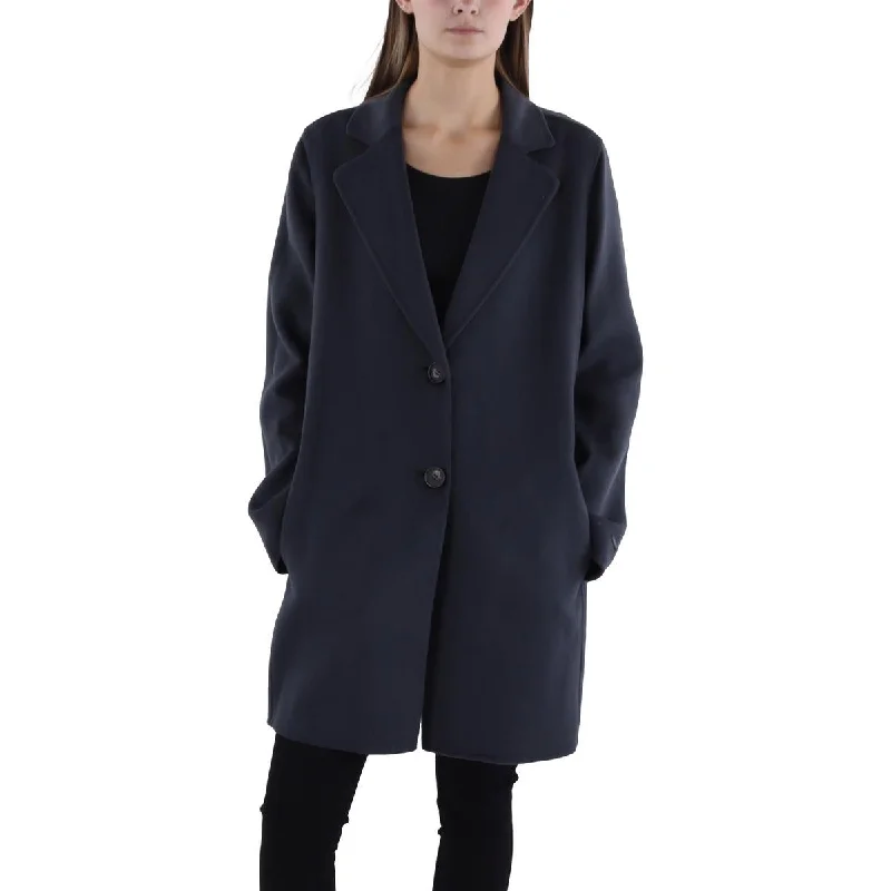 Tahari Womens Wool Blend Long Sleeve Pea Coat Chic Oversized Blazer