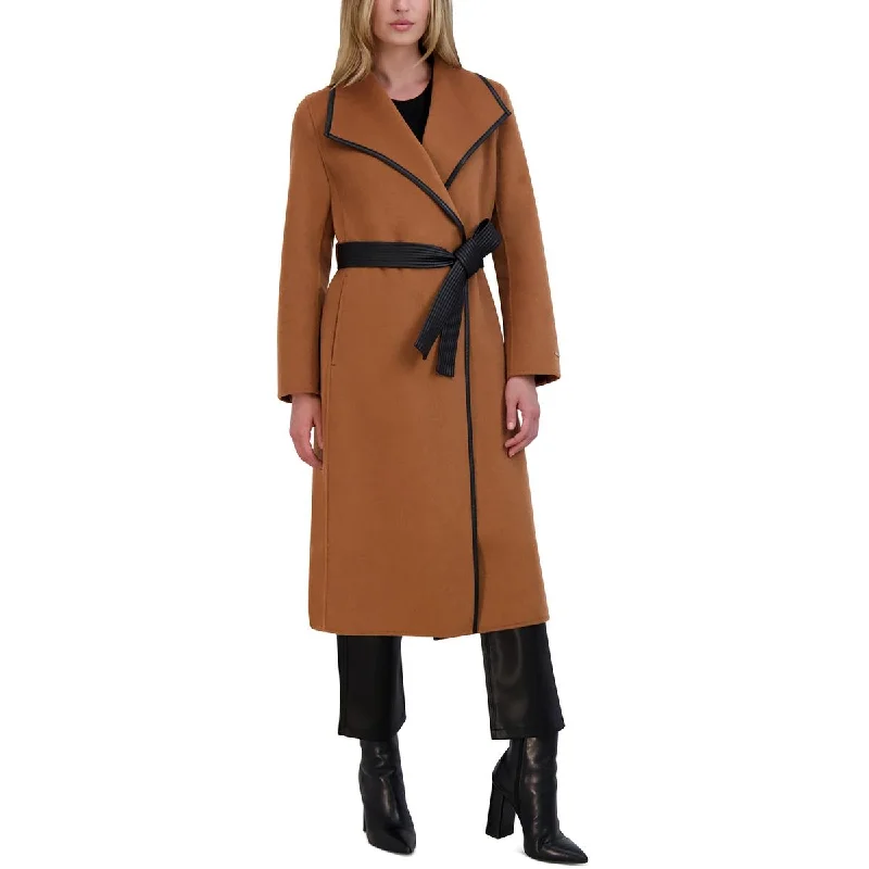 Tahari Womens Wool Blend Maxi Wrap Coat Oversized Teddy Coat