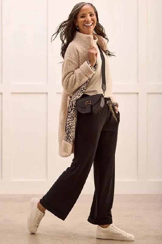 Tribal Lightweight Sherpa Coat Cropped Fleece Jacket