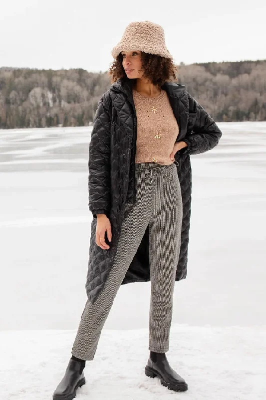 Tribal Maxi Belted Puffer Coat Chic Oversized Blazer
