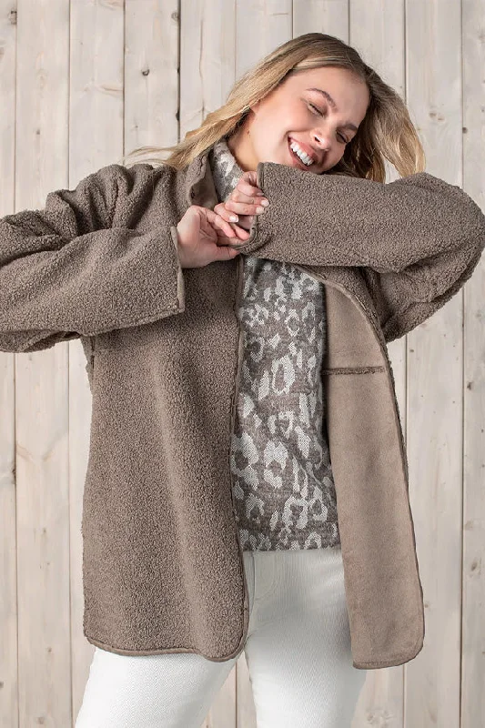 Tribal Reversible Sherpa Coat Knit Longline Duster