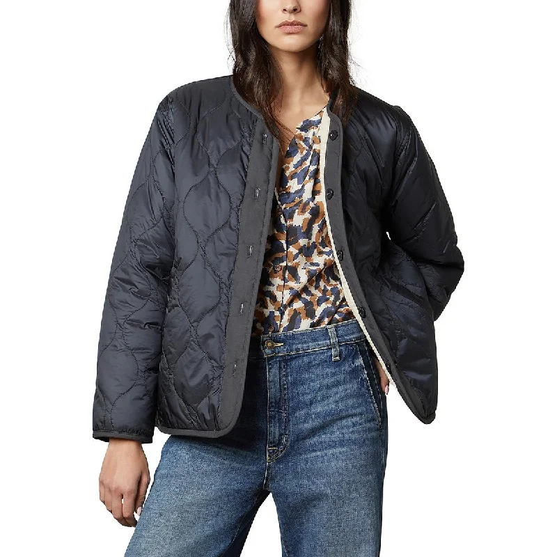 VELVET BY GRAHAM & SPENCER Womens Marissa Reversible Warm Quilted Coat Luxury Cashmere Wrap