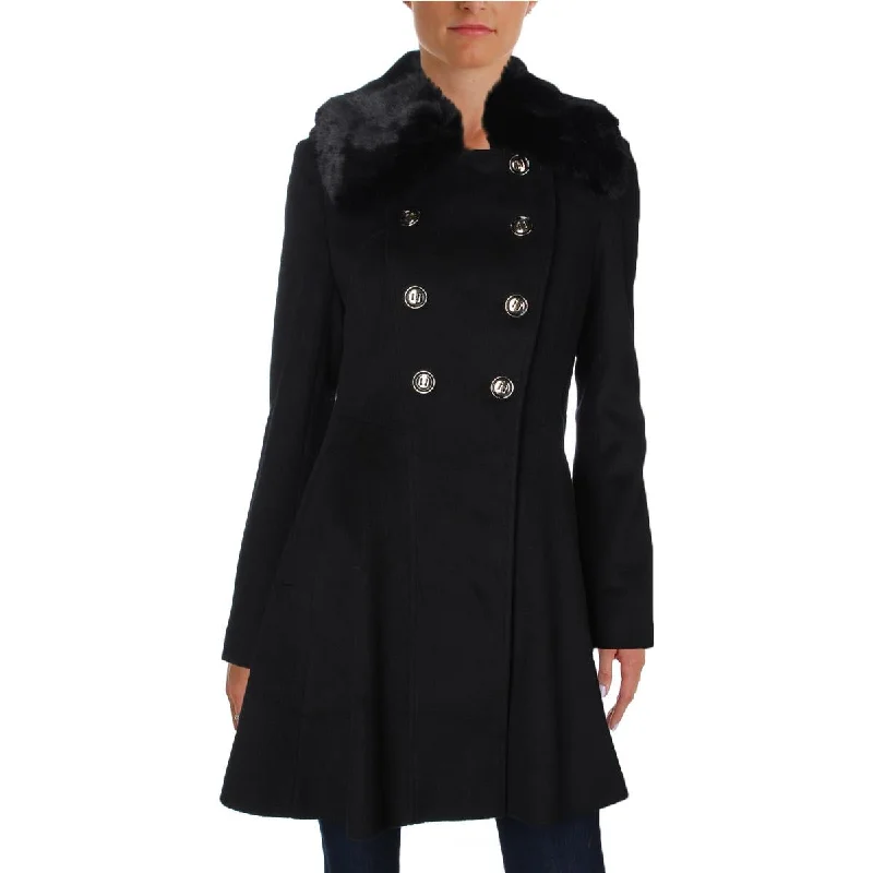 Via Spiga Womens Winter Warm Pea Coat Fitted Faux Suede Blazer