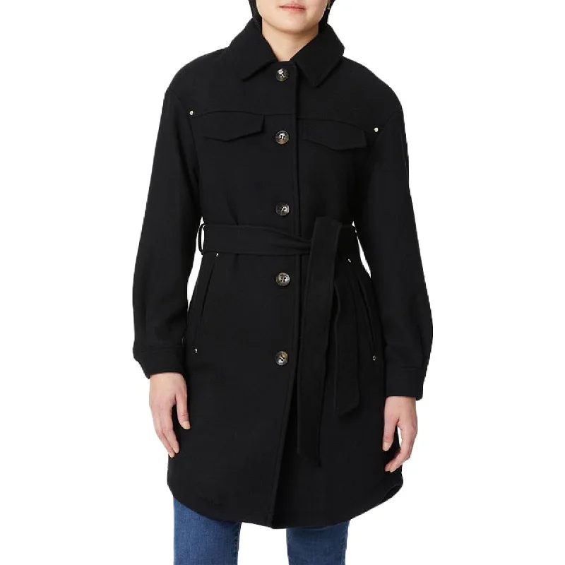 Vince Camuto Womens Belted Warm Wool Coat Reversible Quilted Jacket