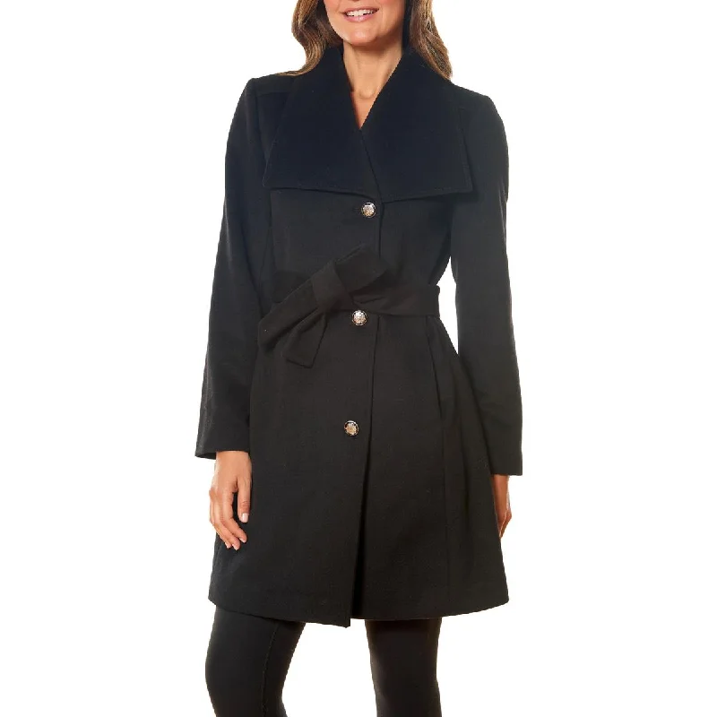 Vince Camuto Womens Lightweight Cold Weather Wool Coat Plush Faux Fur Bolero
