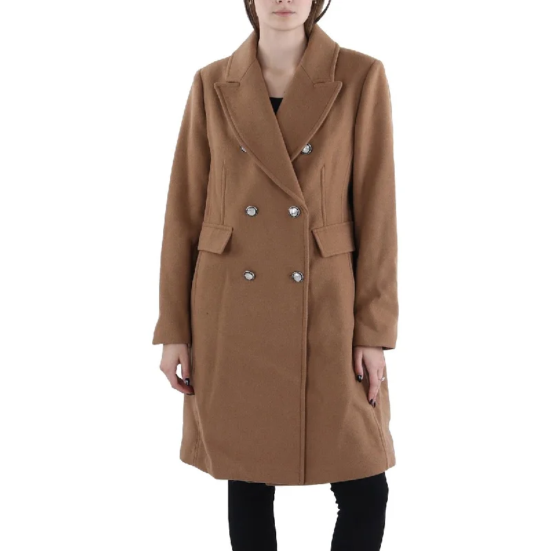 Vince Camuto Womens Petites Wool Blend Collared Wool Coat Military-Inspired Jacket