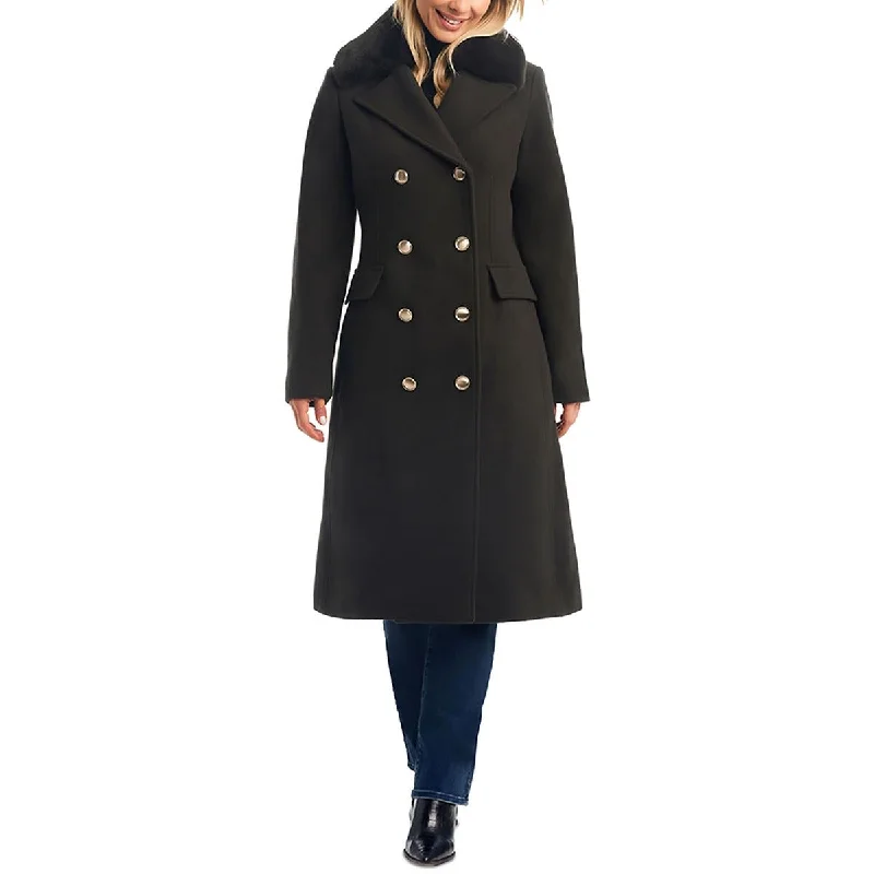 Vince Camuto Womens Wool Blend Cozy Pea Coat Embroidered Kimono Coat
