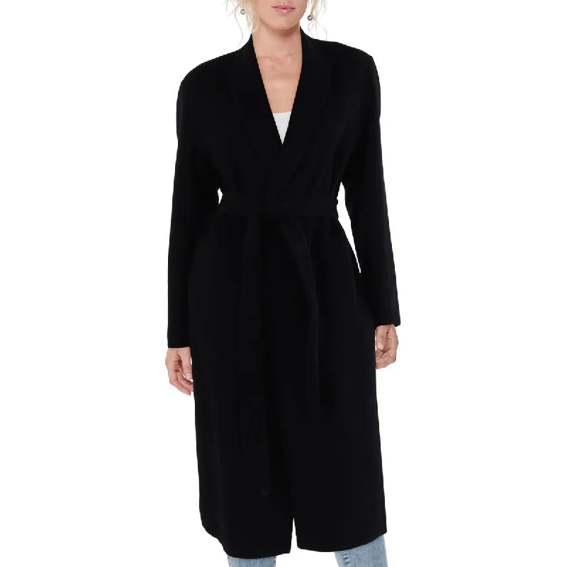 Vince Womens Wool Heavy Long Coat Sporty Zip-Up Jacket