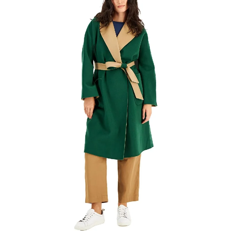 Weekend MaxMara Womens Wool Reversible Long Coat Cropped Tweed Jacket