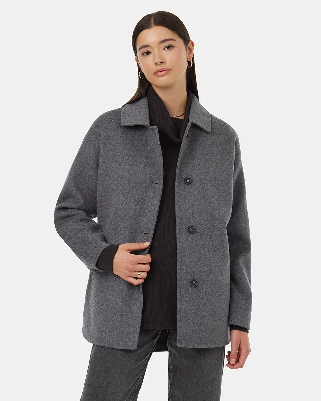 Wool Button Front Coat Soft Cashmere Wrap