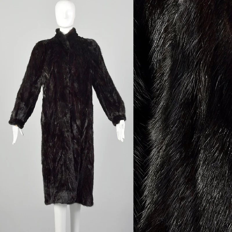 XS Black 1980s Mink Fur Coat Plush Faux Fur Bolero