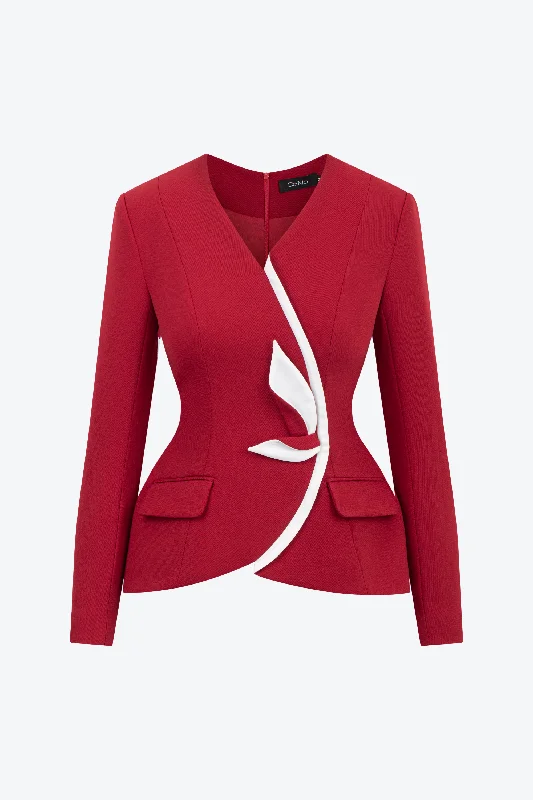 Ameliorative Corrugated Blazer Women's Luxurious Jacket