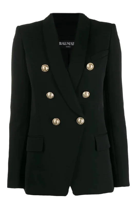 Balmain Longline Wool Blazer - Black Women's High-End Blazer