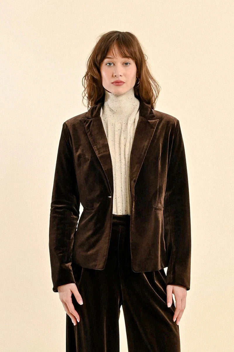 Chocolate Brown Velvet Blazer Women's Radiation Jacket