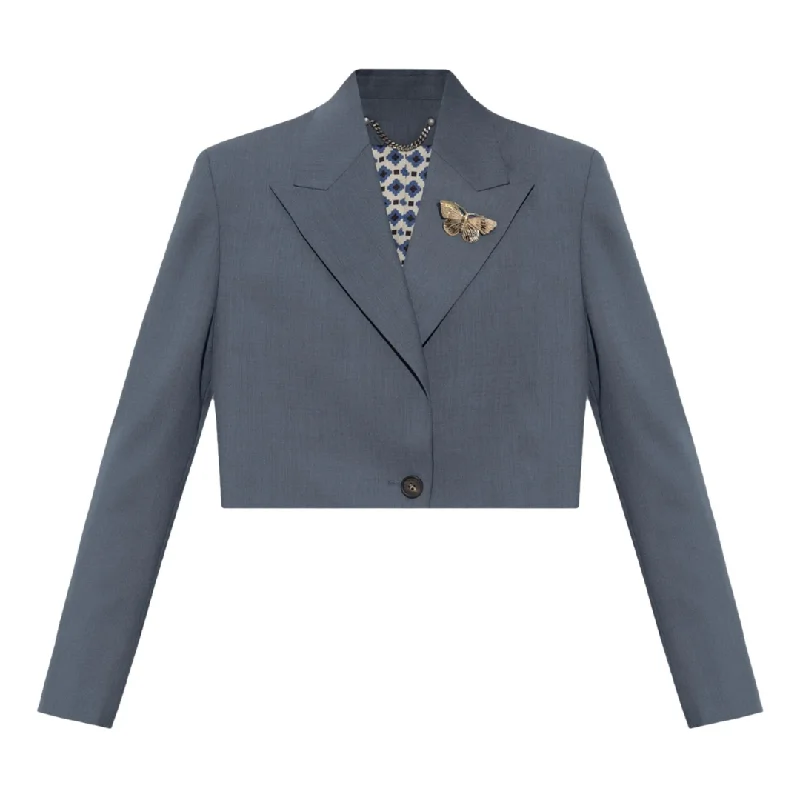 Cropped Single Breasted Blazer Women's Trendy Jacket