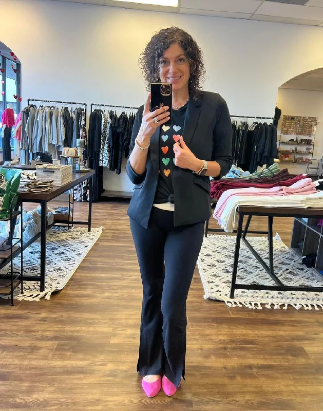 Eco-Friendly Recycled Poly Shirred Sleeve Blazer - Black Women's High-End Blazer
