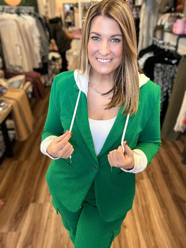 French Terry Blazer with Hoodie Women's Custom Jacket