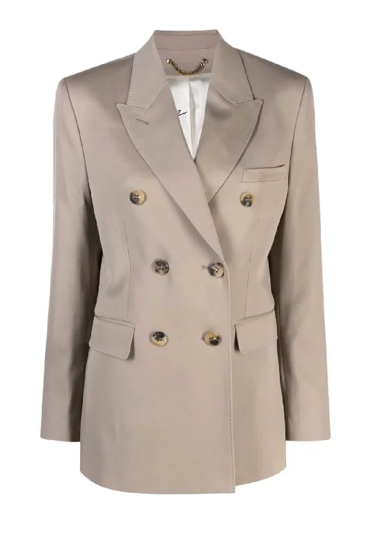 Golden Goose Wool Gabardine Double Breasted Blazer - Roasted Cashew Women's Luxurious Suit