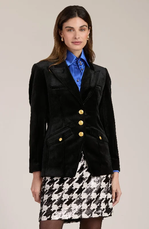 Goldie Velvet Blazer - Black Summer Women's Jacket