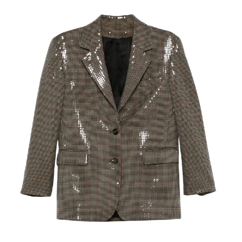 Houndstooth Sequin Blazer Women's Fashion Blazer