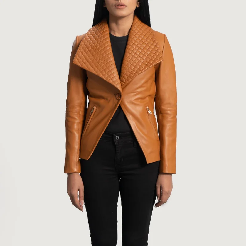 Lee Tan Brown Leather Blazer Women's Advanced Suit