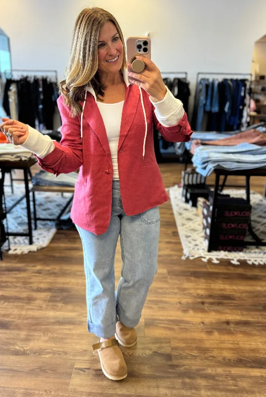 Linen Blazer with Hoodie Women's Boutique Suit