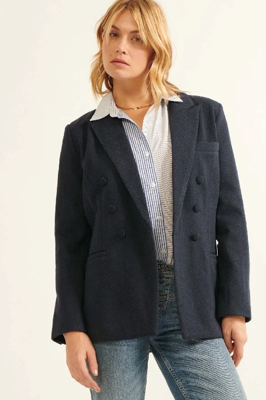 Morning Meeting Tweed Double-Breasted Blazer Women's Daily Blazer