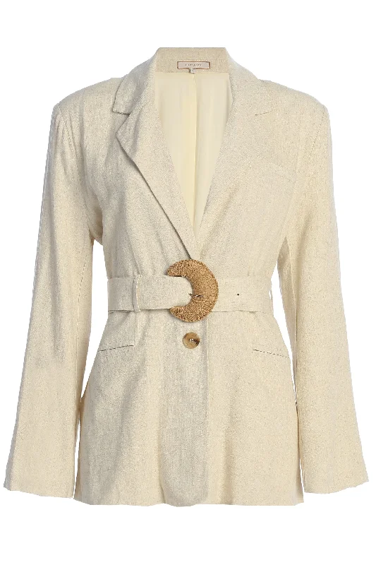Natural Ocean Breeze Linen Blazer Women's Professional Jacket