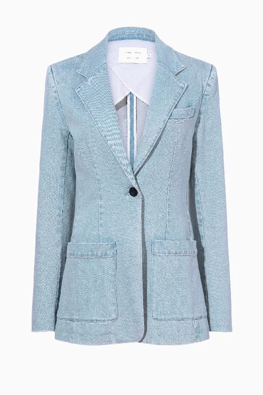 Proenza Schouler White Label Freya Blazer - Grey Indigo Women's Patchwork Suit
