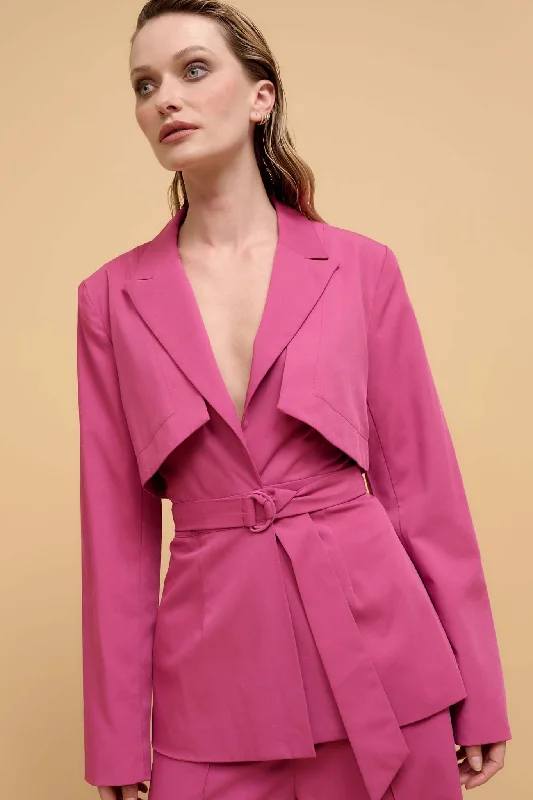 Push the Envelope Layered Belted Blazer Women's Patchwork Suit