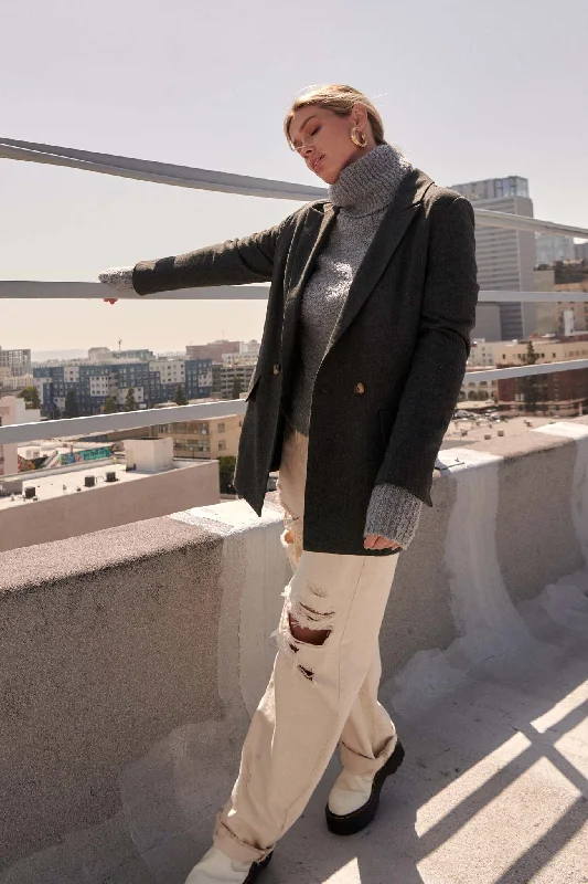 Smart Money Herringbone Tweed Blazer Women's Travel Jacket