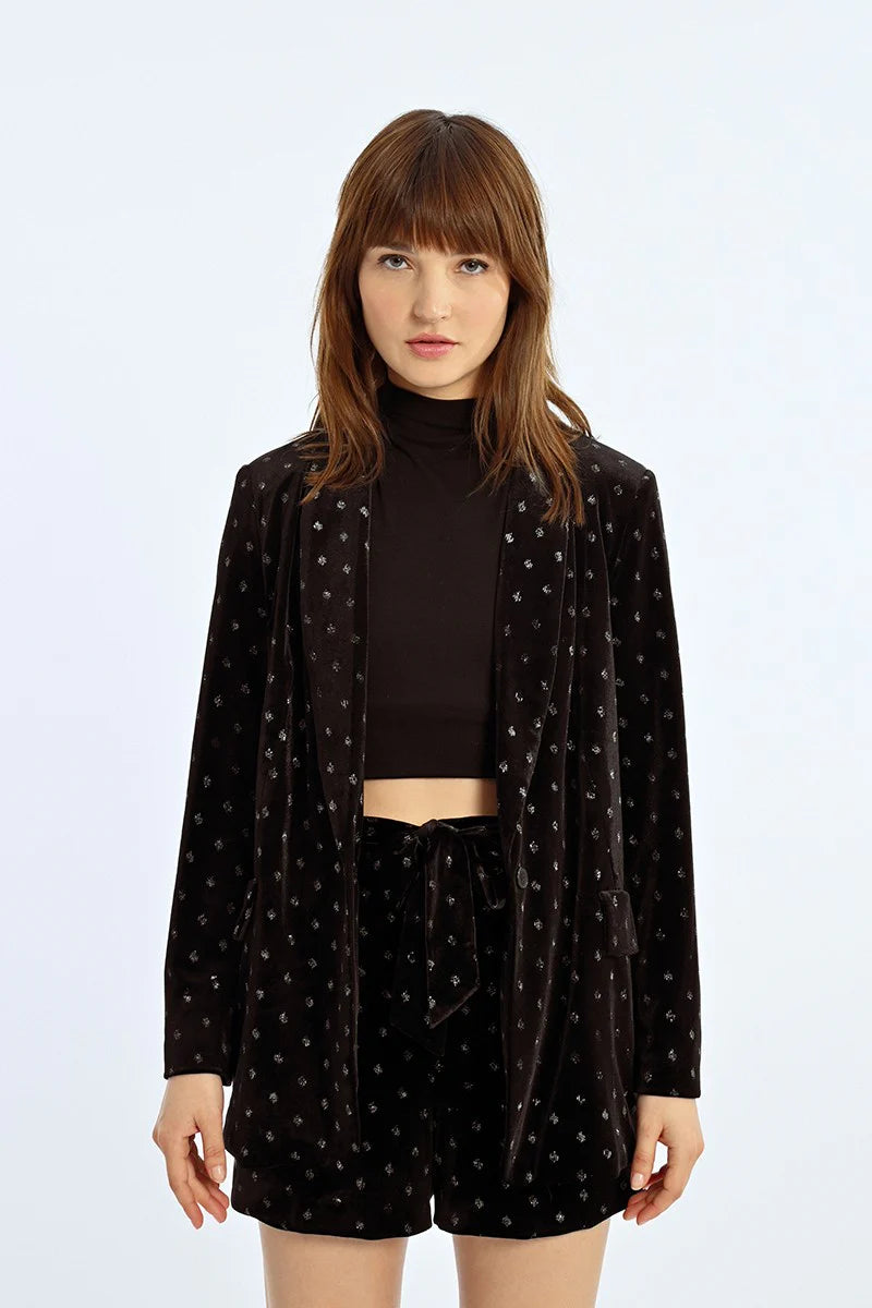 Sparkle Dot Velvet Blazer Women's Leather Blazer