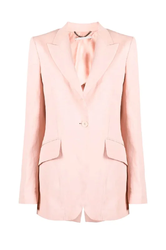 Stella McCartney Fluid Linen Single-Breasted Blazer - Rose Women's Trendy Suit