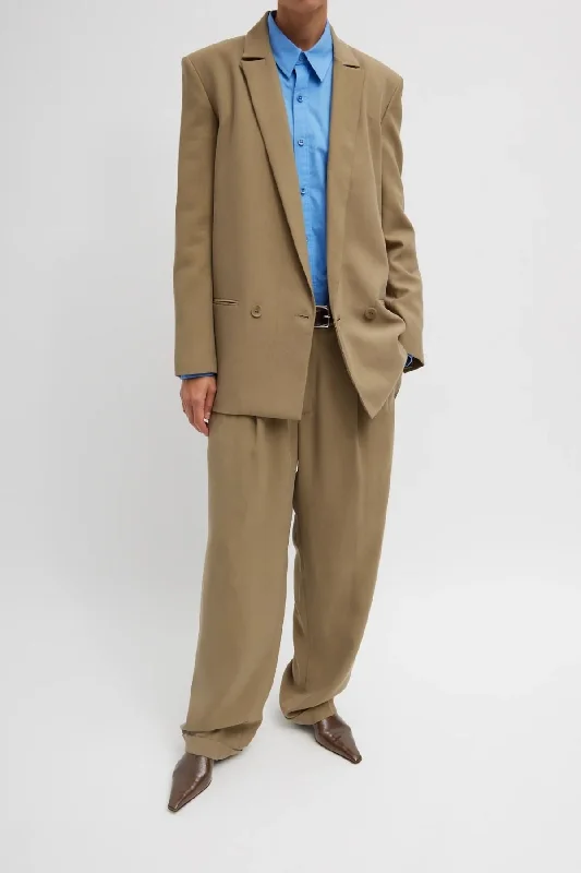 Tibi Fluid Suiting Double Breasted Blazer - Walnut Women's Elegant Suit