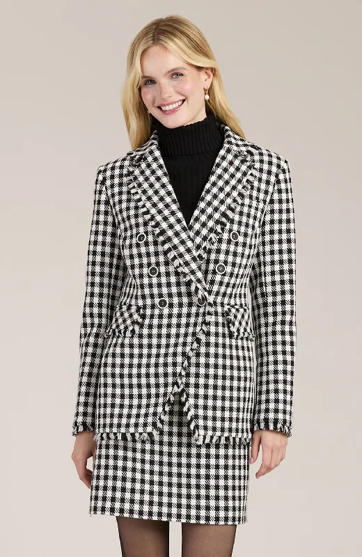 Tommy Check Blazer - Black White Check Winter Women's Blazer