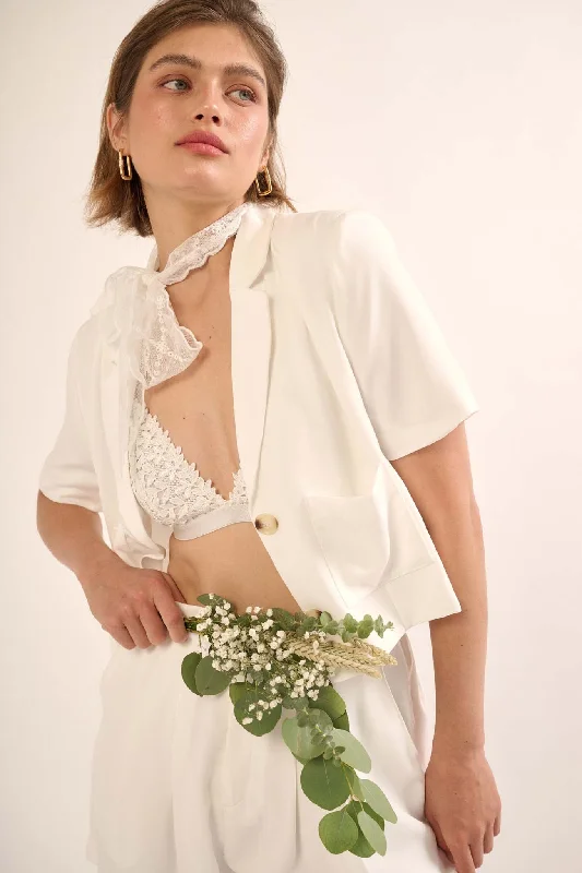 Well Suited Cropped Short-Sleeve Blazer Women's Elegant Blazer