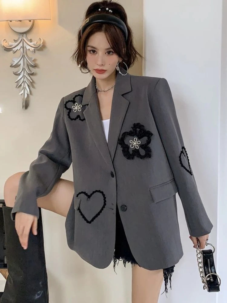 Znbbw Embroidery Coats Single Breasted Long Sleeve Casual Loose Blazers Harajuku Spring Autumn All Match Pockets Blazer Women Women's Classic Blazer Znbbw Embroidery Coats Single Breasted Long Sleeve Casual Loose Blazers Harajuku Spring Autumn All Match Pockets Blazer Women Women's Classic Blazer