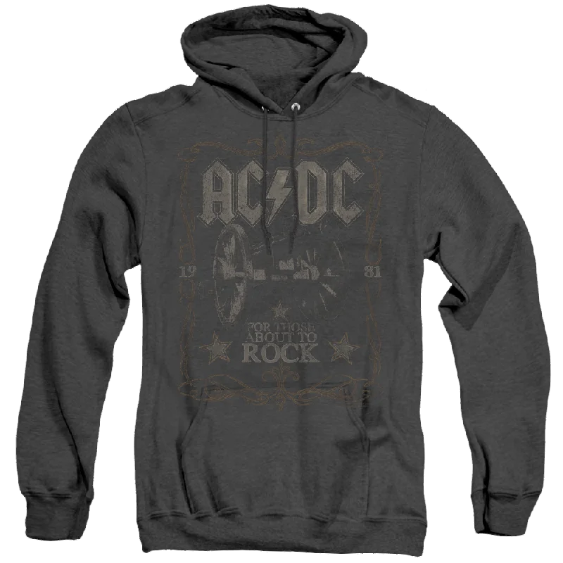 Acdc Rock Label - Heather Pullover Hoodie Open Front Cardigan