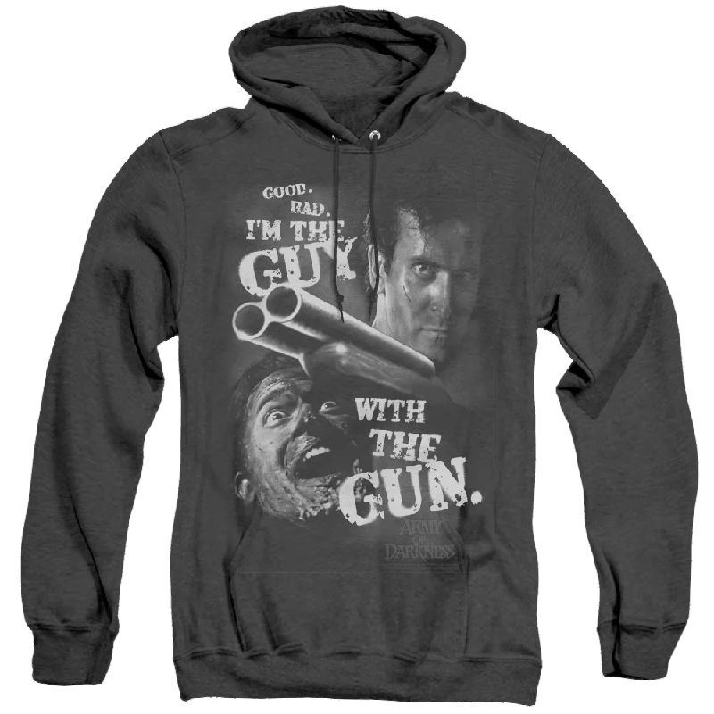 Army Of Darkness Army Of Darkness/Guy With The Gun - Heather Pullover Hoodie Slouchy Comfort Pullover Army Of Darkness Army Of Darkness/Guy With The Gun - Heather Pullover Hoodie Slouchy Comfort Pullover