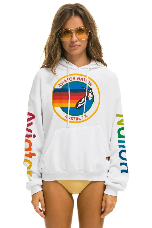 AVIATOR NATION AUSTIN RELAXED PULLOVER HOODIE - WHITE Batwing Sleeve Top