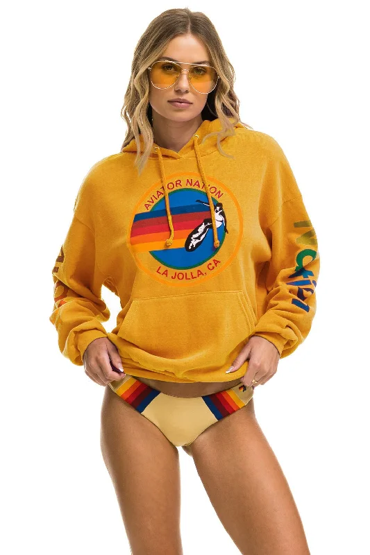 AVIATOR NATION LA JOLLA RELAXED PULLOVER HOODIE - GOLD Surplice Neck Pullover