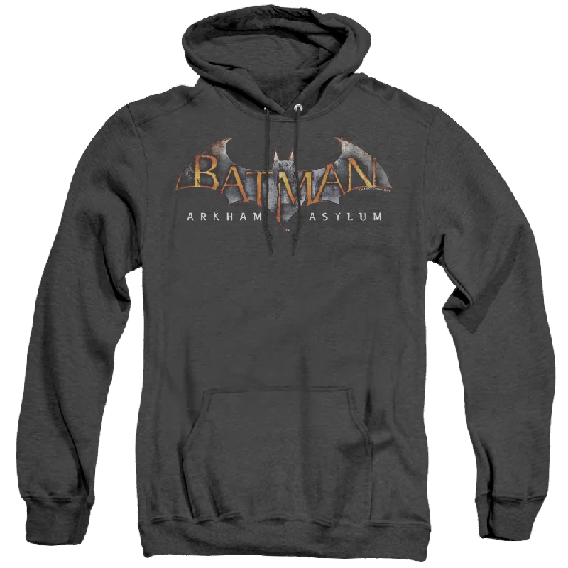 Batman Arkham Asylum Arkham Asylum Logo - Heather Pullover Hoodie Cable Knit Chunky
