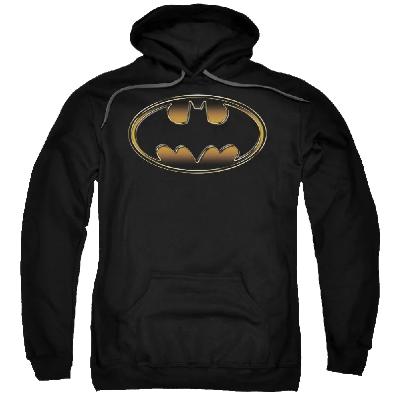 Batman Black & Gold Embossed - Pullover Hoodie One Shoulder Top