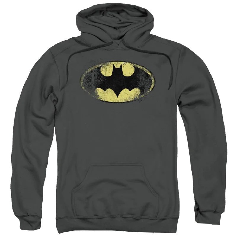Batman Destroyed Logo - Pullover Hoodie Lapel Neck Sweater