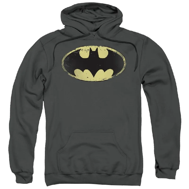 Batman Distressed Shield - Pullover Hoodie Kimono Neck Pullover