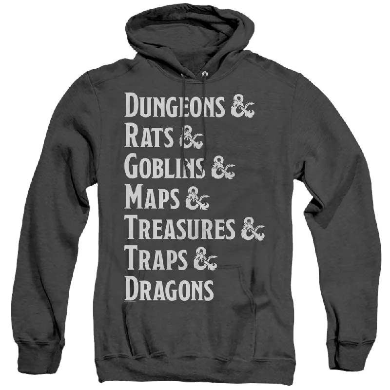 Dungeons & Dragons Dungeon List - Heather Pullover Hoodie Boyleg Sleeve Pullover