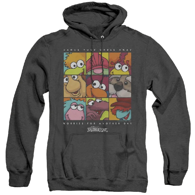Fraggle Rock Squared - Heather Pullover Hoodie Shirred Sleeve Feminine