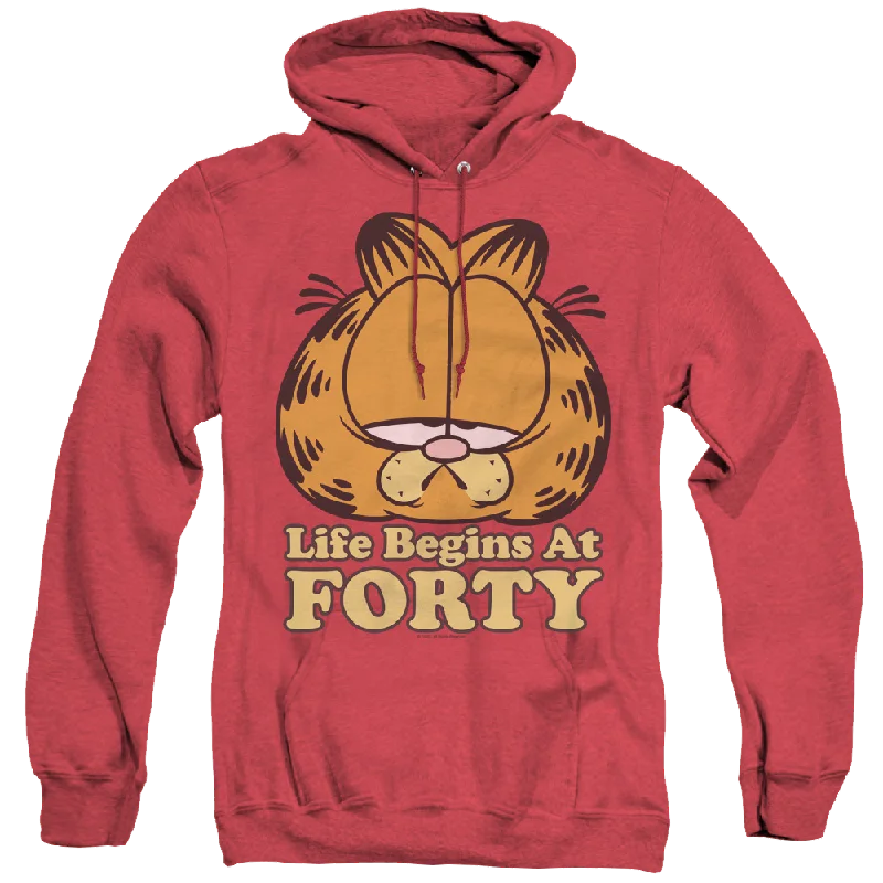 Garfield Life Begins At Forty - Heather Pullover Hoodie Sheath Sleeve Elegant