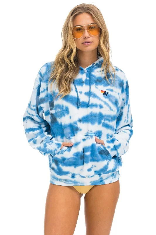 HAND DYED PULLOVER HOODIE RELAXED - TIE DYE BLUE Solo Sleeve Pullover