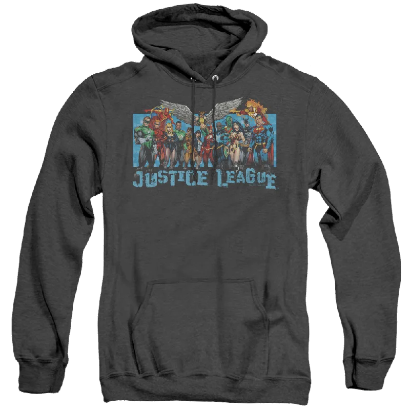 Justice League League Lineup - Heather Pullover Hoodie Cap Sleeve Casual